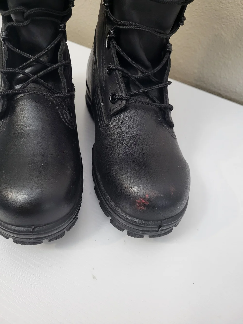 Bates Dura Shocks Boots Youth Big Kid Size 4 Black Lace Up Steel Toe